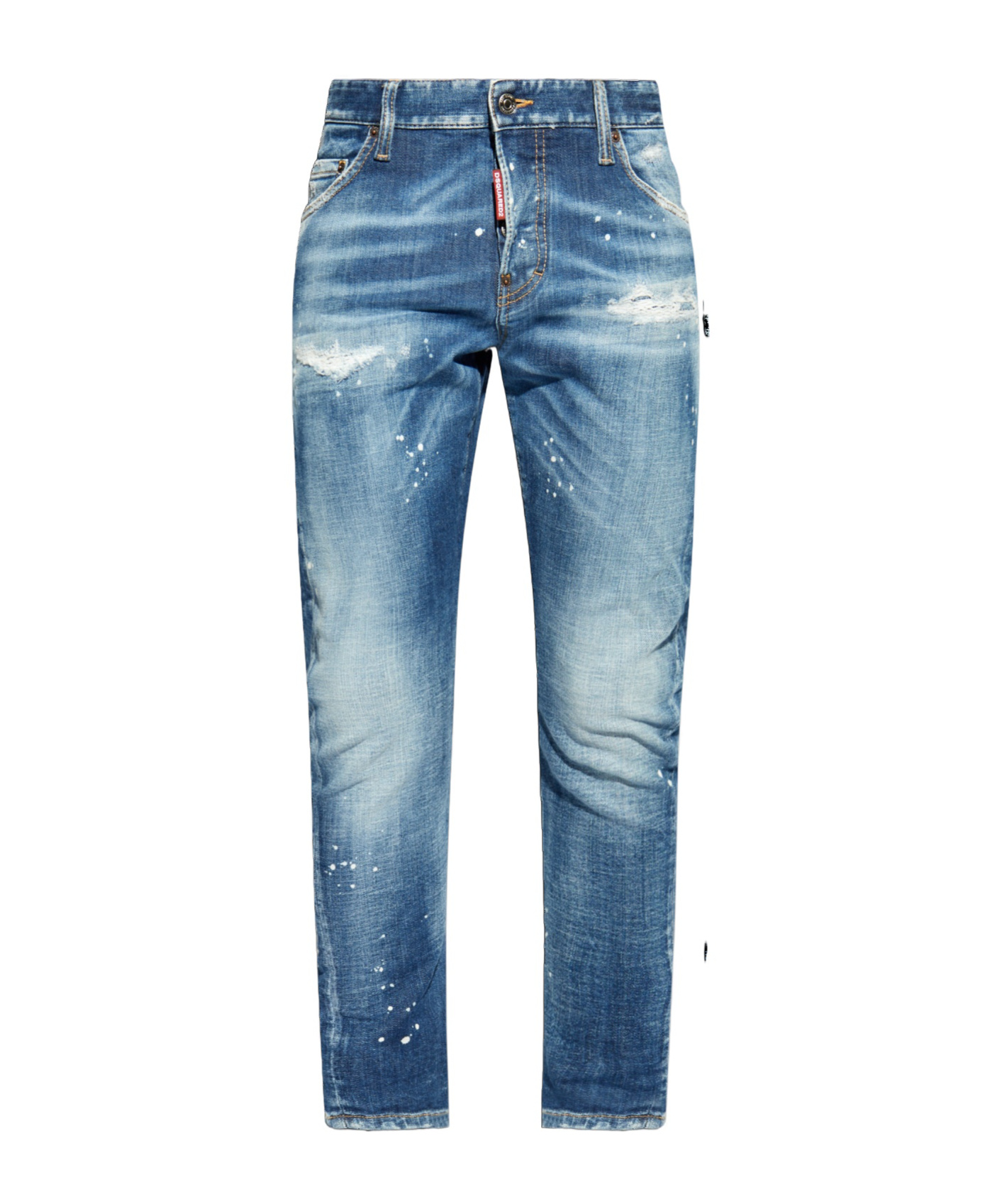 Dsquared2 Logo Patch Distressed Skinny Jeans In Blue
