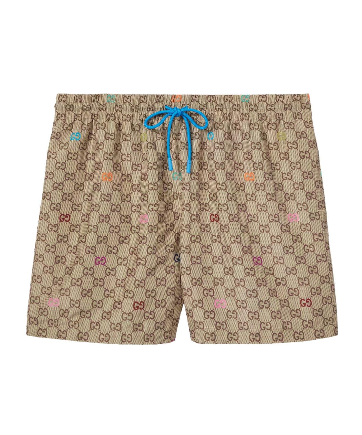 Gucci Men Nylon Swim Trunks With All-over Gg Logo In Neutral