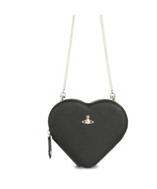 Vivienne Westwood Heart Shape Shoulder Bag With Detachable Chain-link Strap In Black