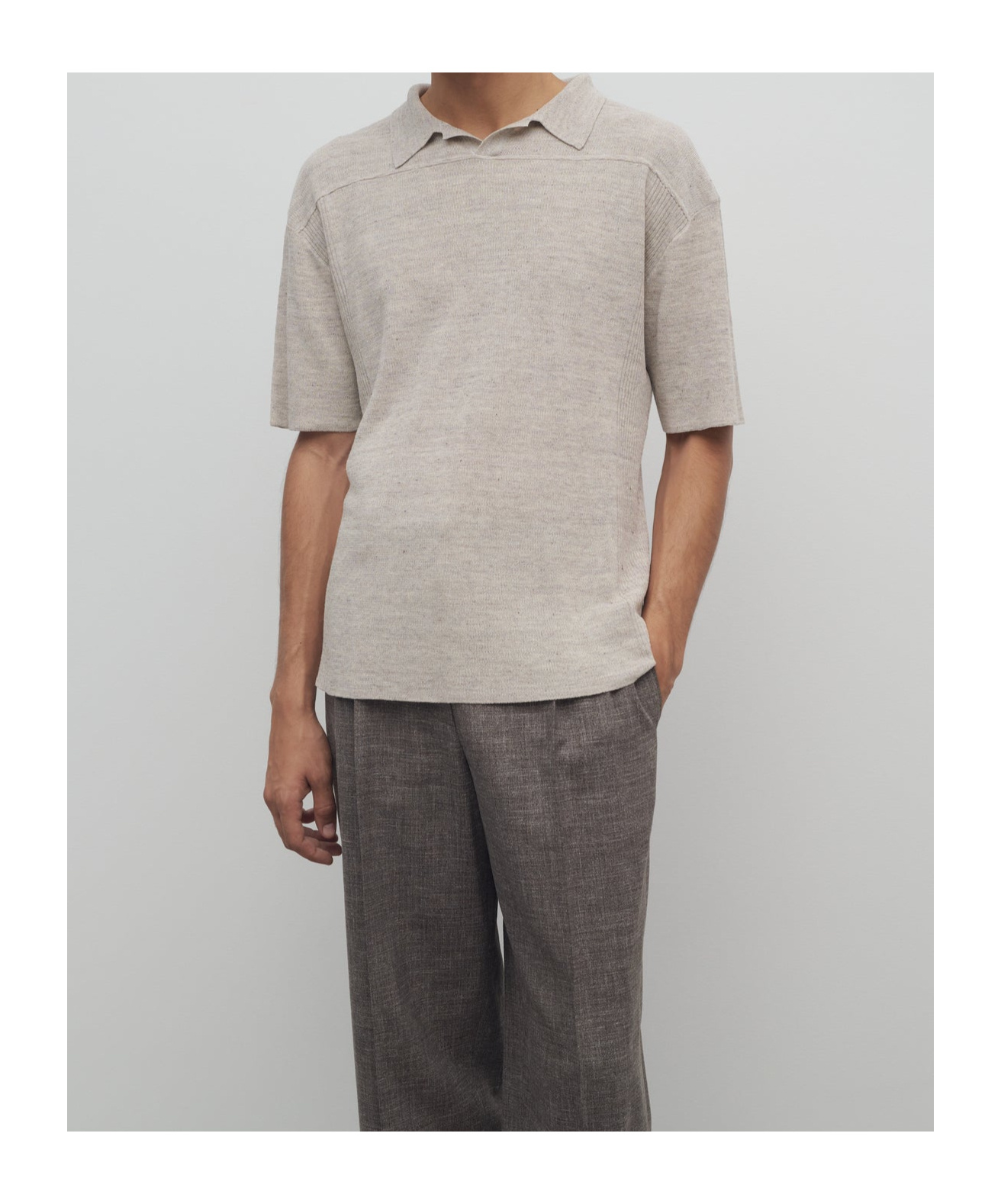 The Row Short-sleeved Polo Shirt In Light Pebble Color
