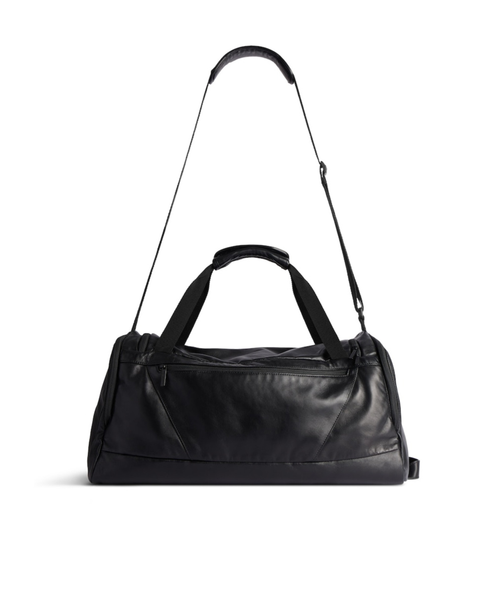 Balenciaga Maxi Logo Leather Duffle Bag In Black