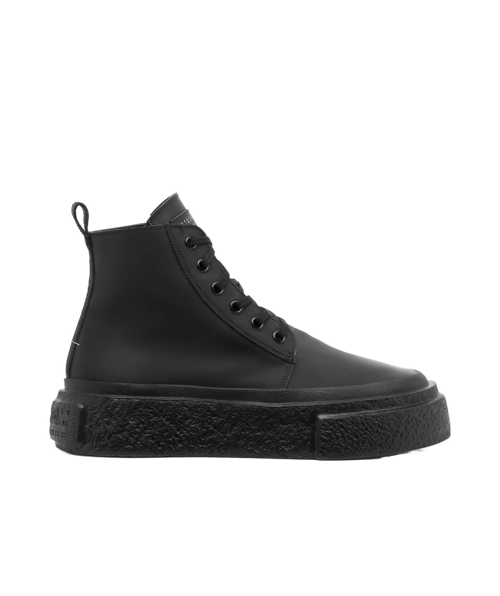 Mm6 Maison Margiela Mm6 Oversized Sole High-top Leather Sneakers In Black