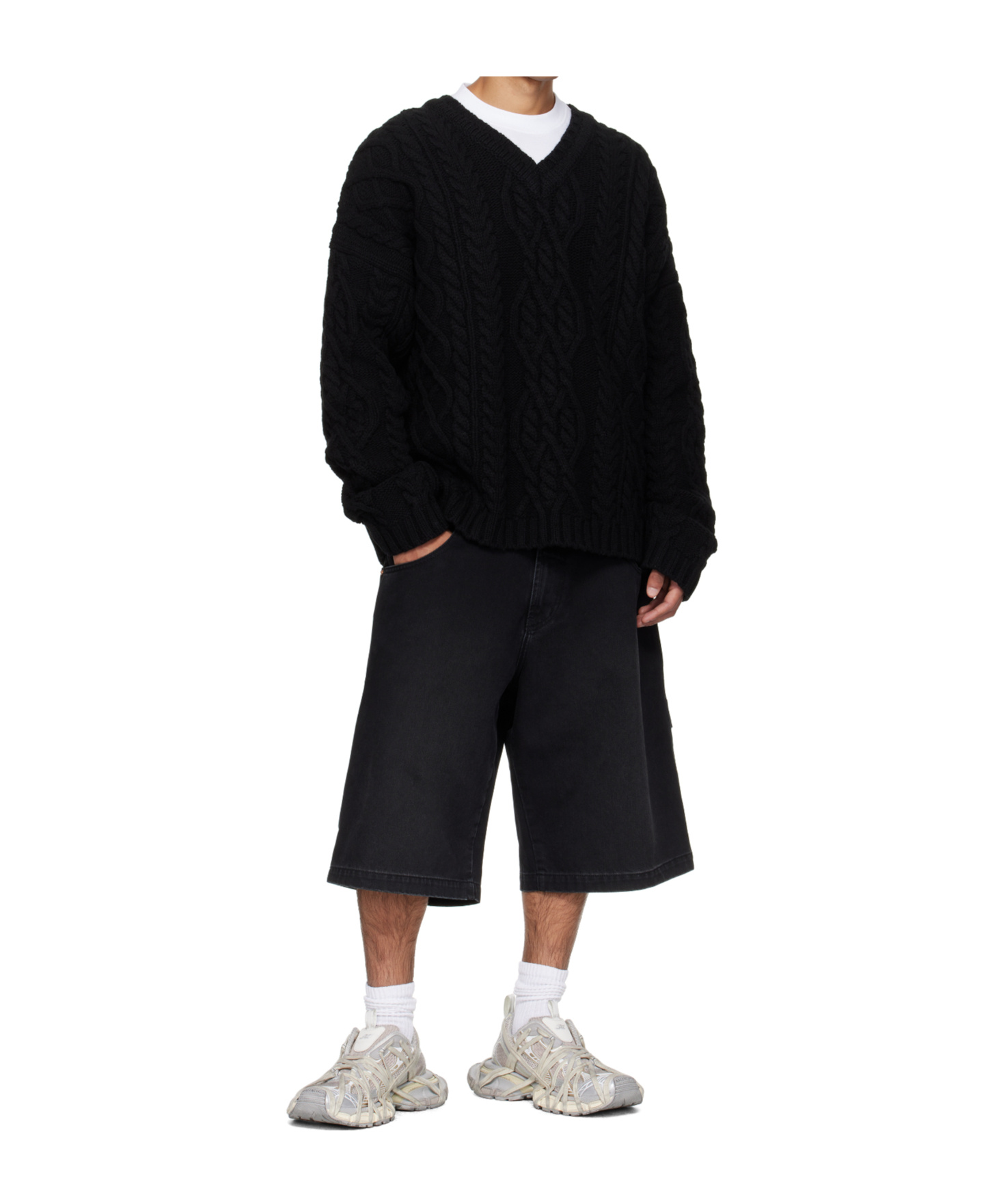 Vetements Cable-knit Sweater In Black