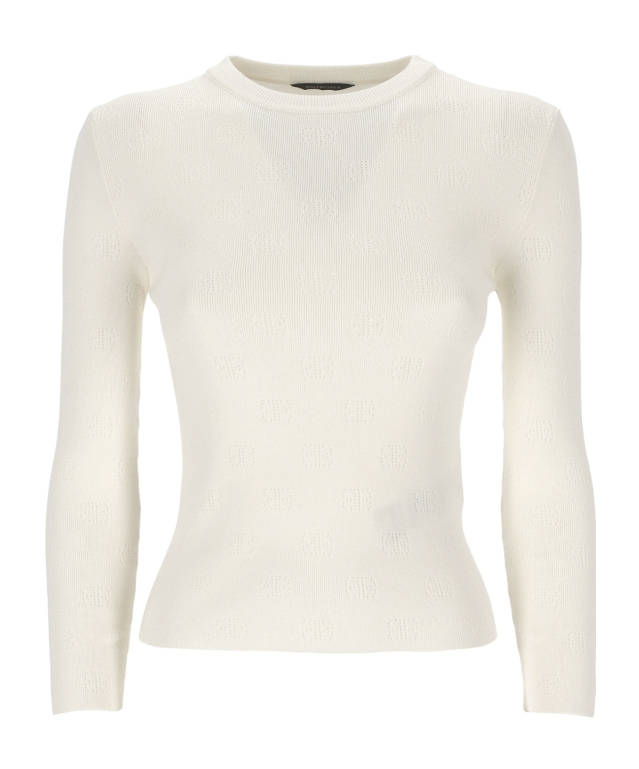 Balenciaga Bb-pattern Open-knit Jumper In White