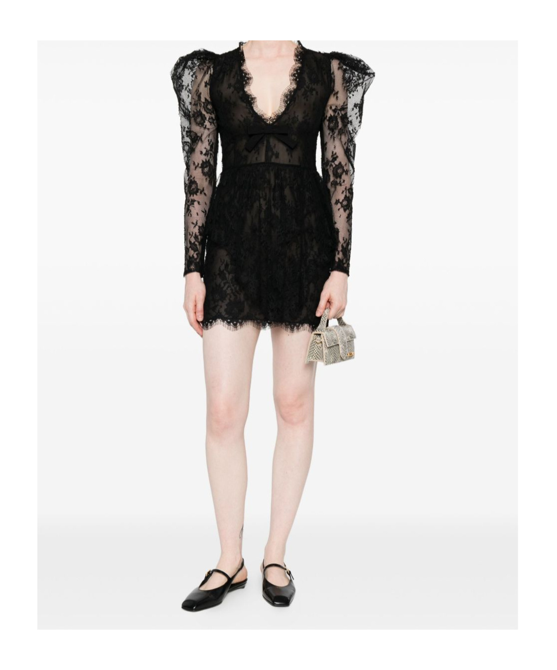 Alessandra Rich Lace Mini Dress In Black