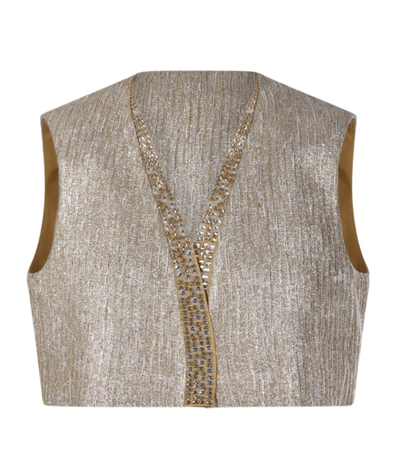 Forte Forte Embellished Metallic Sleeveless Jacket In Gray