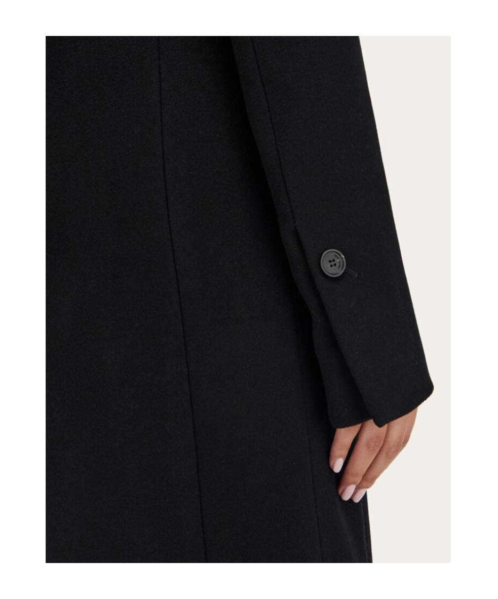 Ferragamo Flap-pocket Single-breasted Coat In Black