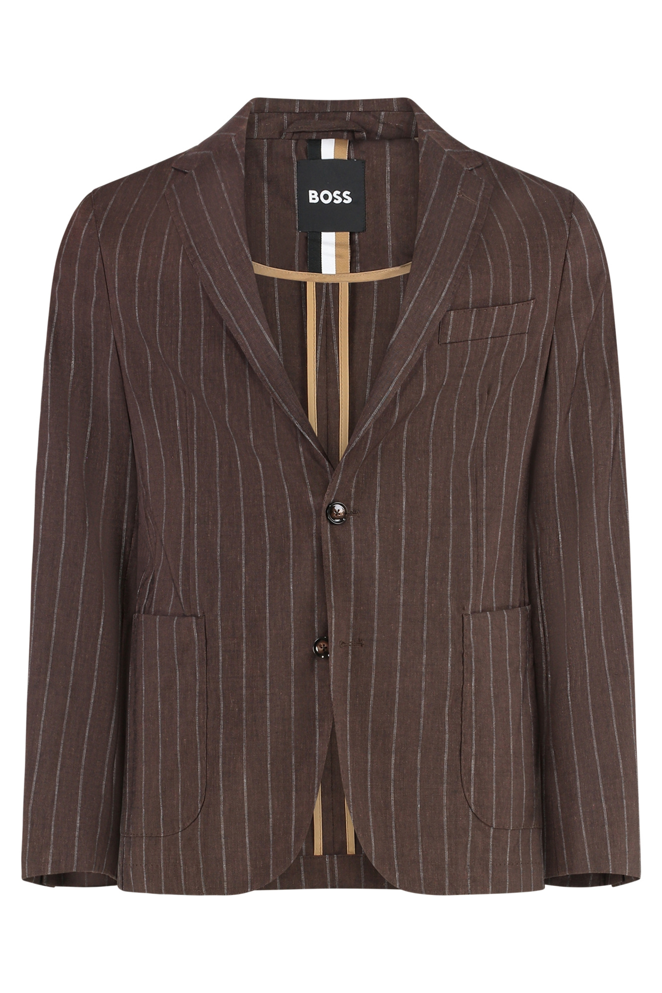 Hugo Boss Boss Hanry Linen Two-pieces Suit In Brown