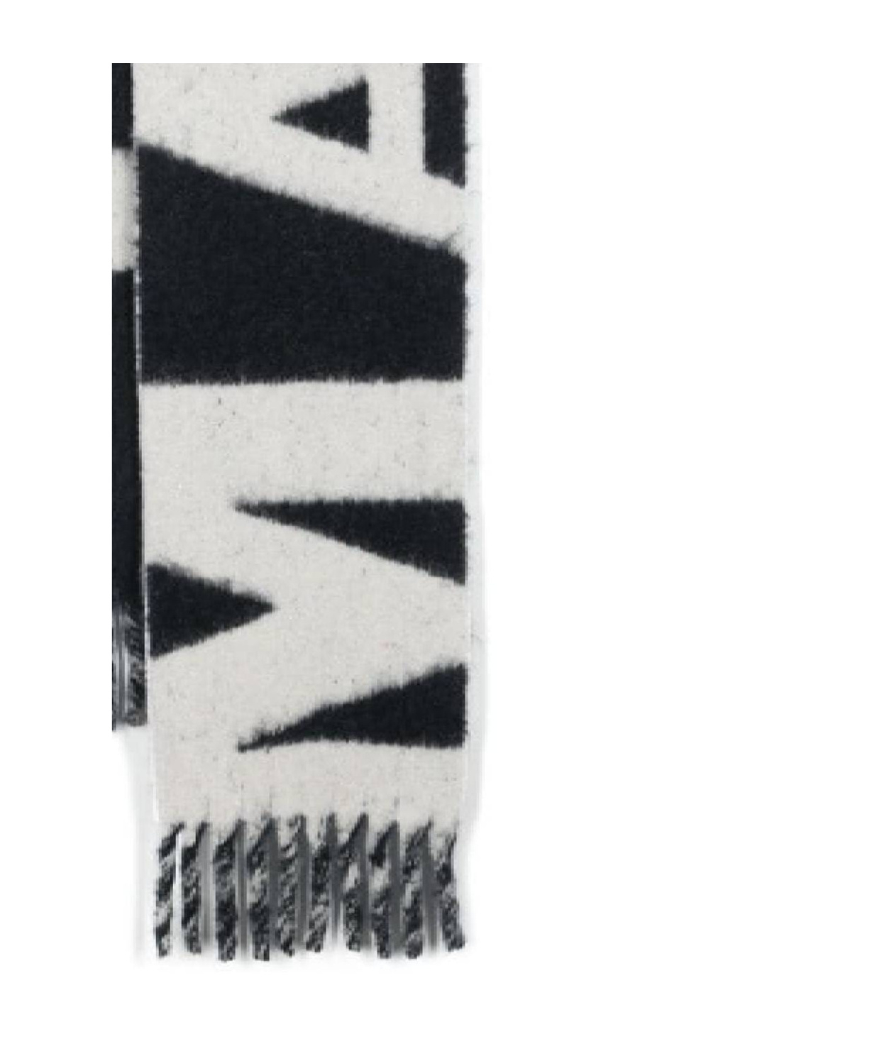 Isabel Marant Wool Blend Rectangular Scarf With Fringed Edges In Black