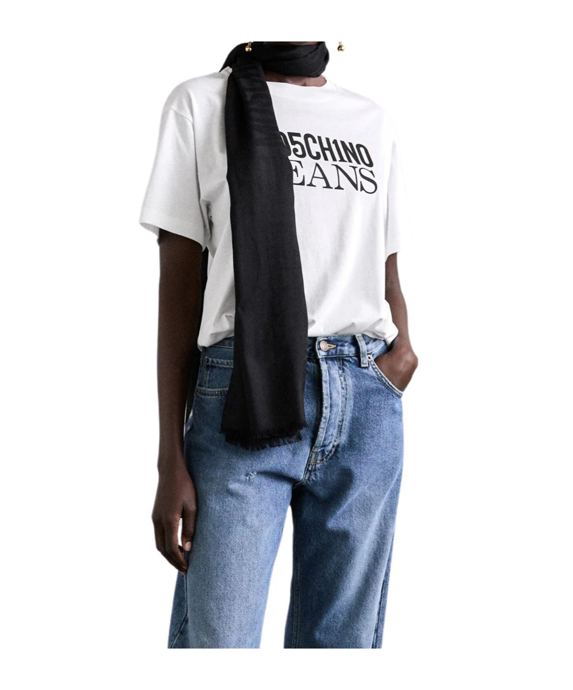 Moschino Rectangular Scarf In Black