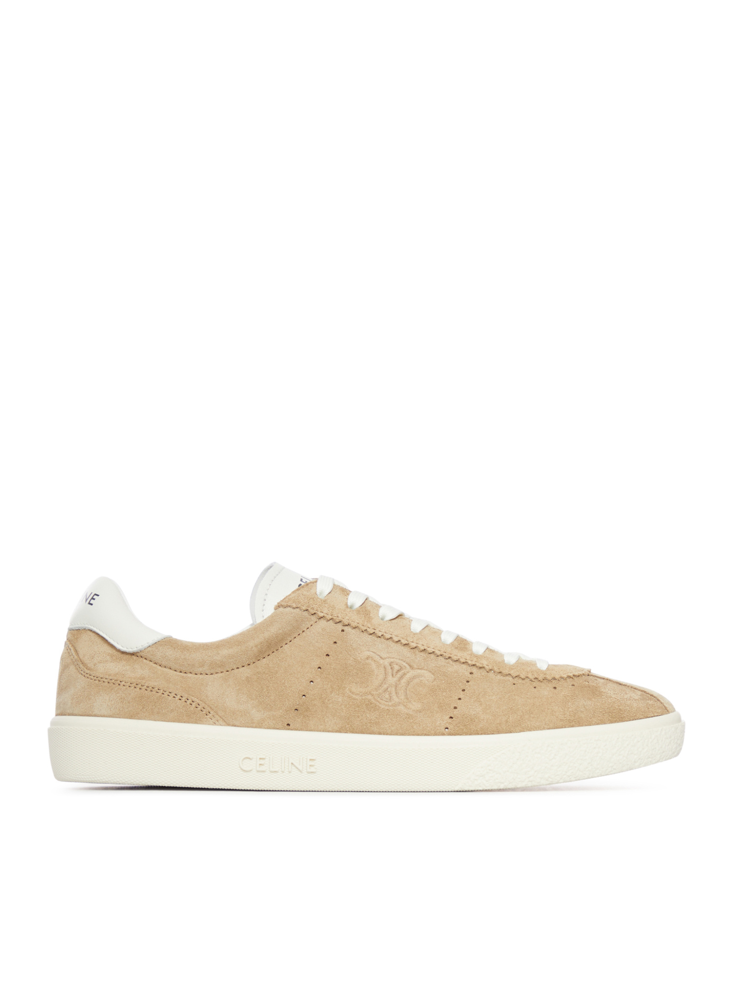 Celine Suede Triomphe Sneaker In Nude