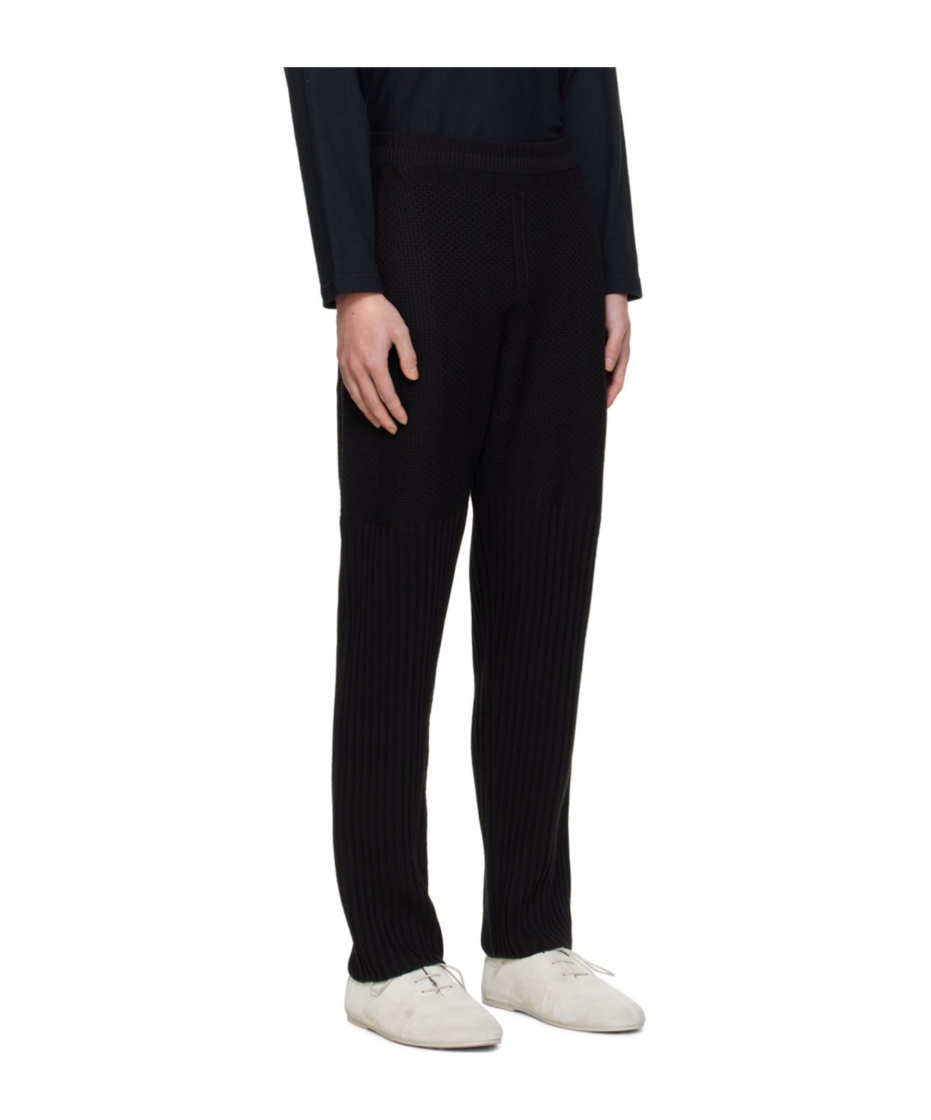ISSEY MIYAKE RUSTIK-KNIT TAPERED-LEG TROUSERS