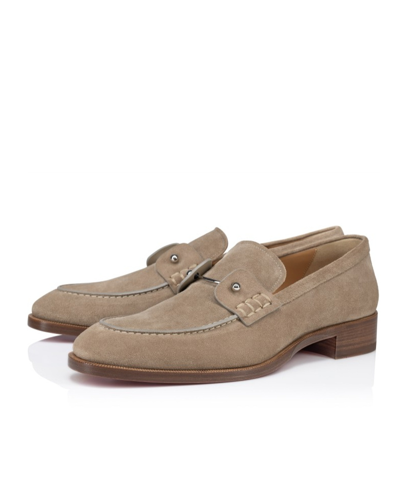 Christian Louboutin Mens Saharienne Chambelimoc Leather Derby Shoes Eur 45.5 / 11.5 Uk In Nude