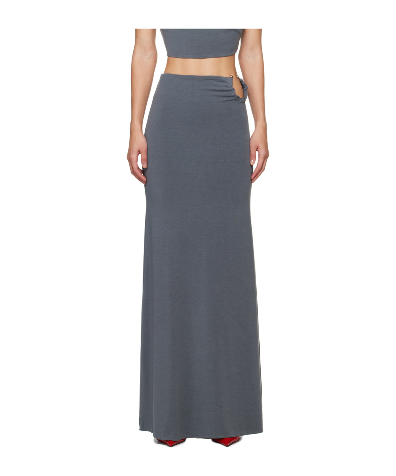 Jade Cropper O-ring Maxi Skirt In Gray