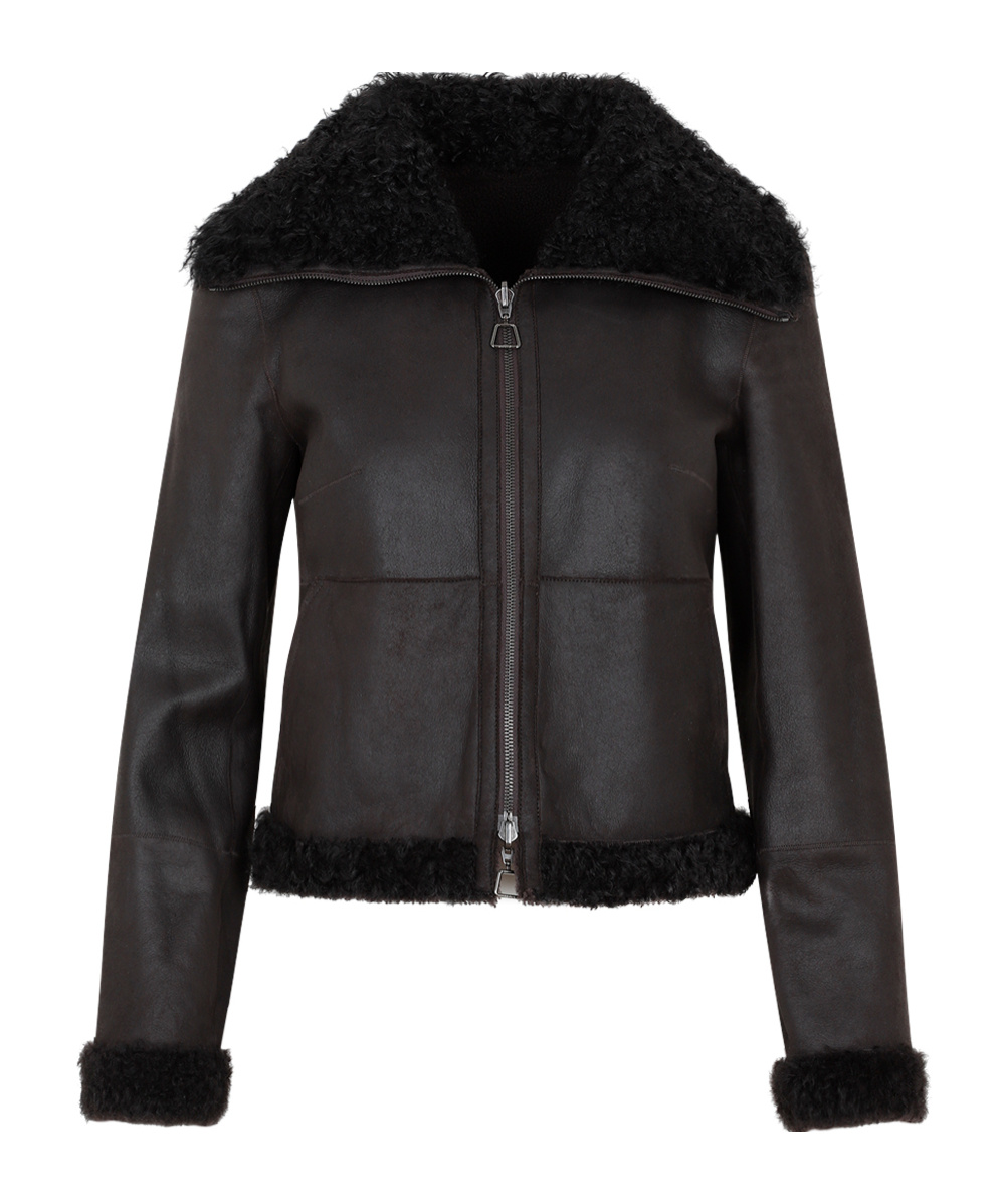 Shop Akris Shearling-collar Leather Jacket In Black