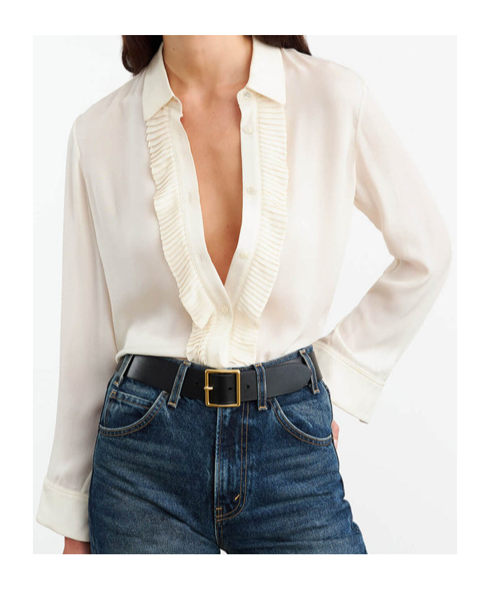 Shop Nili Lotan Danika Ruffle Shirt In White