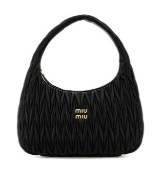 Miu Miu Black Nappa Leather Wander Shoulder Bag In Black