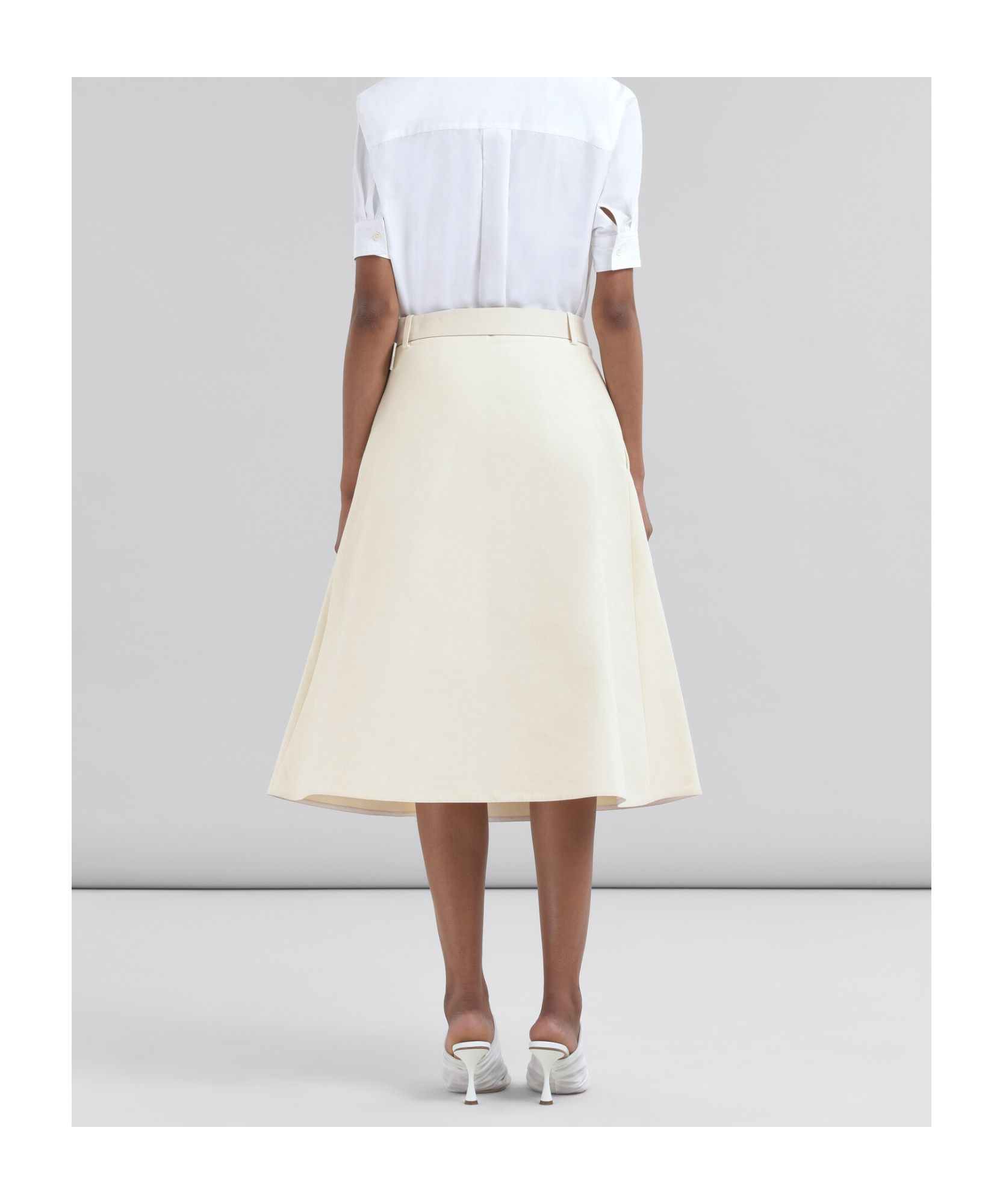 Marni Belted Midi Skirt In White