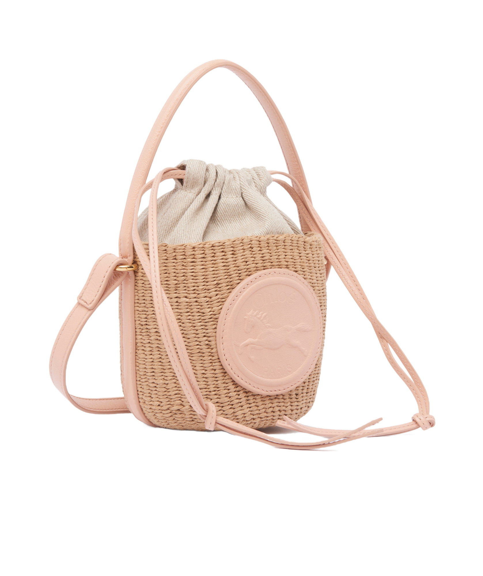 Chloé Pink Mini Horse Medal Basket Bag In Nude