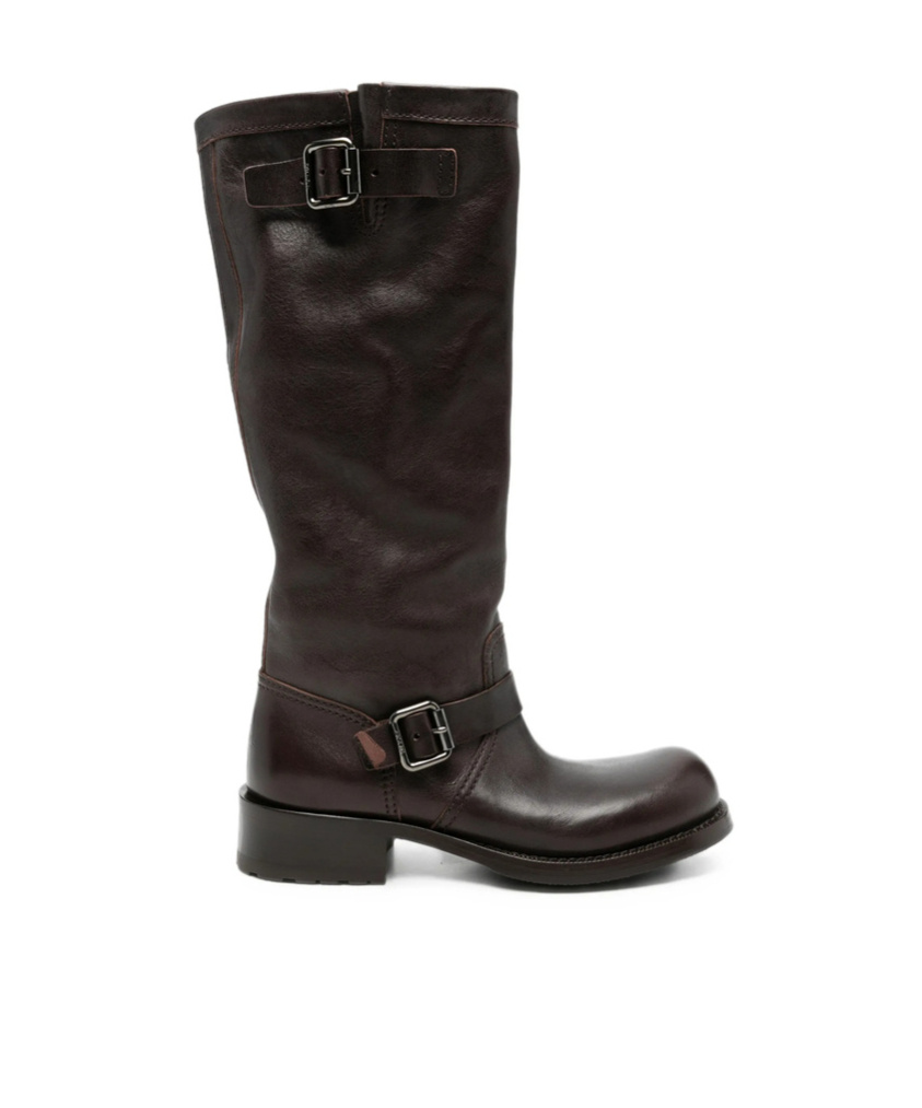 Prada Round-toe Tall Boots In Brown