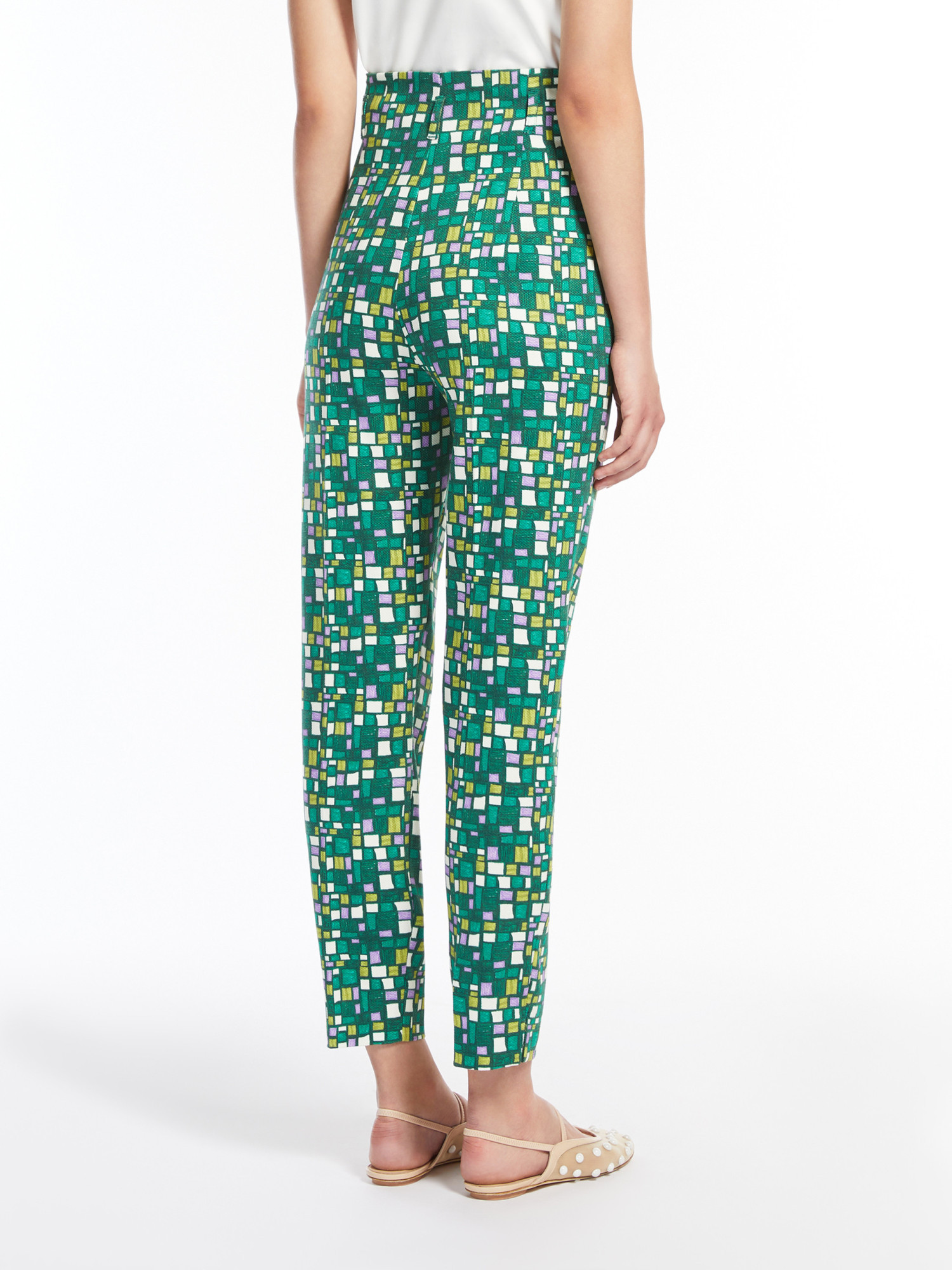 Weekend Max Mara Geometric-print Trousers In Green
