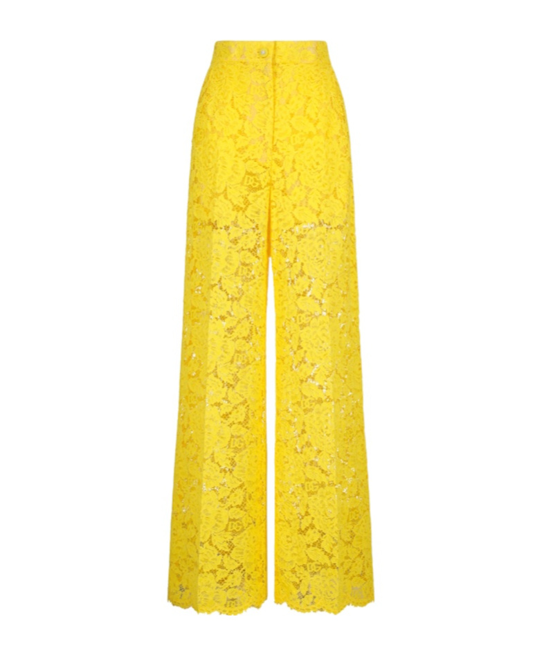 Dolce & Gabbana Lace Casual Pants In Yellow