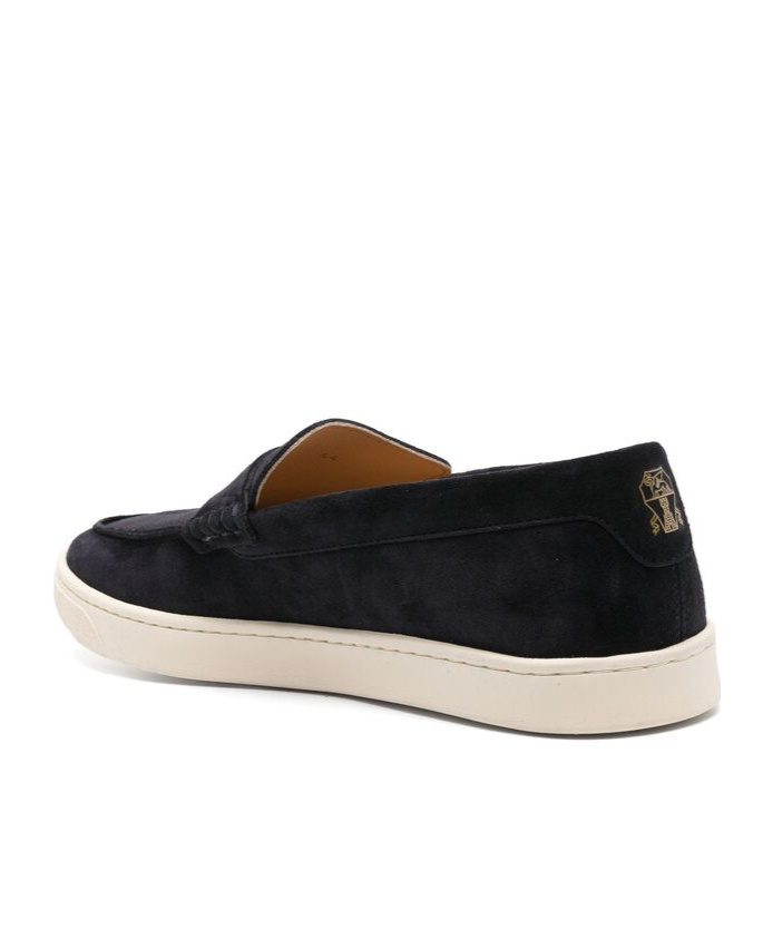 Brunello Cucinelli Suede Moccasin-style Sneakers With Diamond Cut Mask In Black