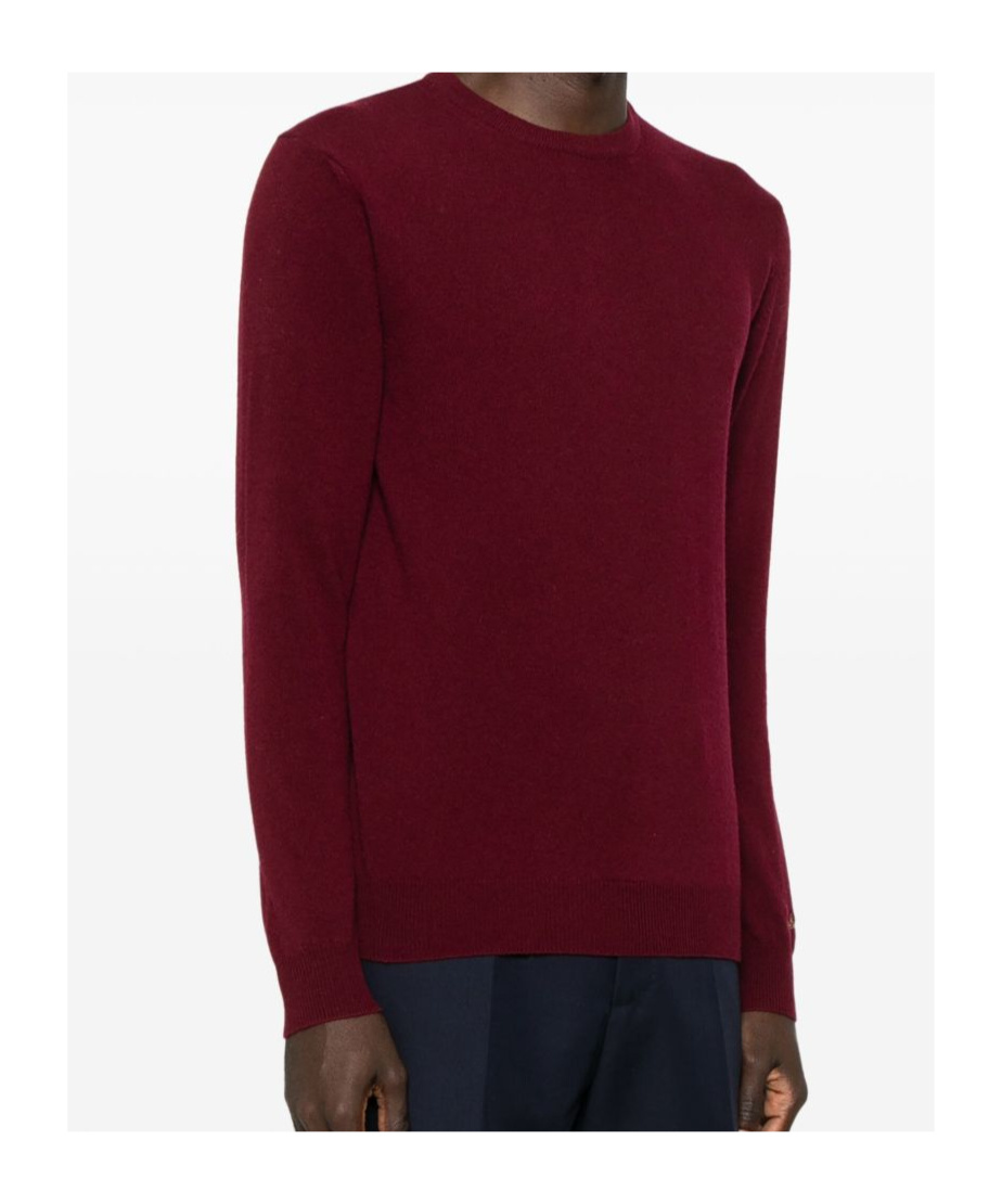Woolrich Classic Crew Neck Wool Sweater In Deep Burgundy In Red