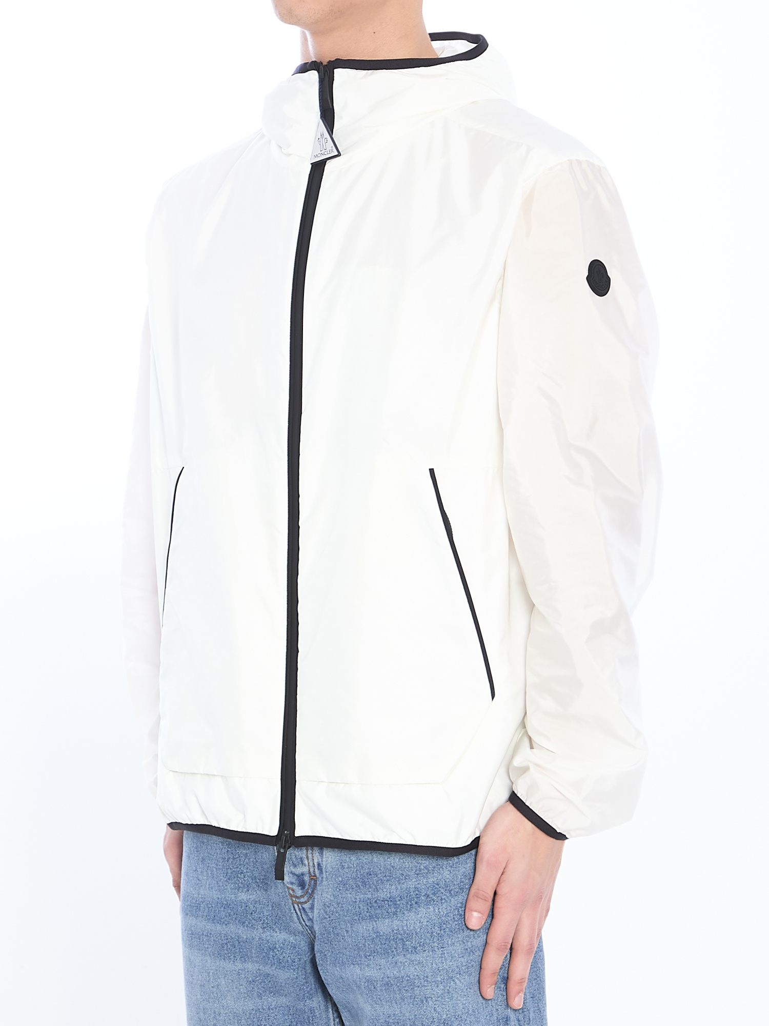 Moncler White Grainer Hooded Windbreaker Jacket In White