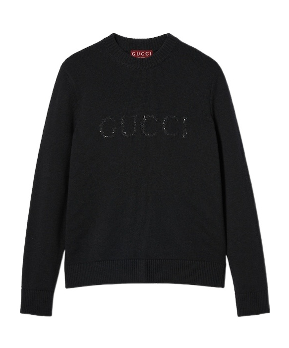 Gucci Inlaid Wool And Cashmere Blended Sweater In Black