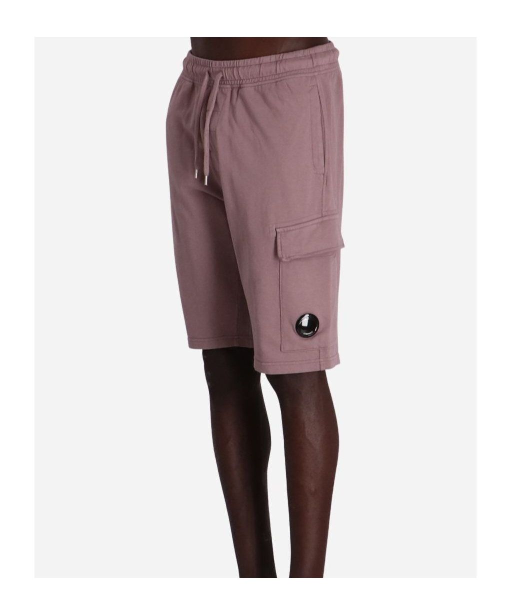 C.p. Company Lens-detail Fleece Shorts In Brown