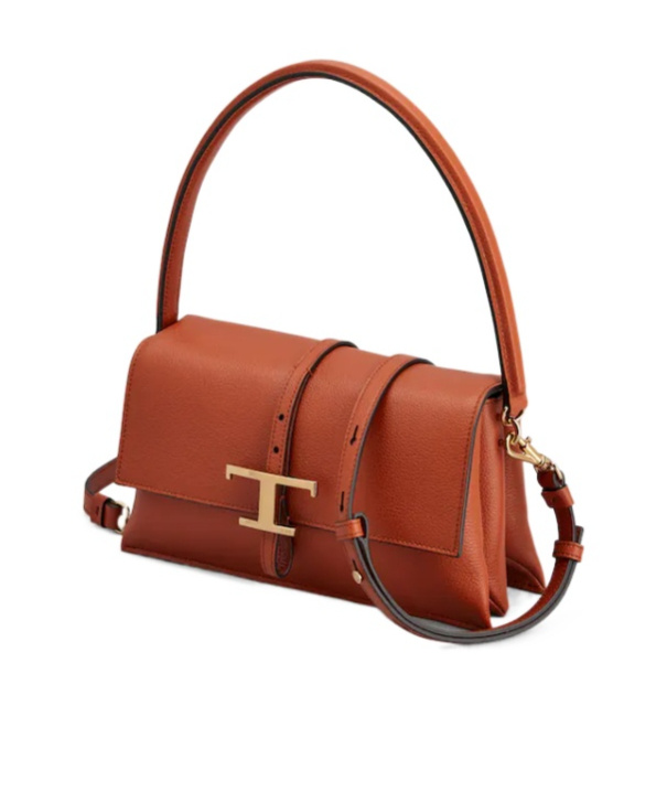 Tod's T Timeless Leather Mini Clamshell Bag In Red