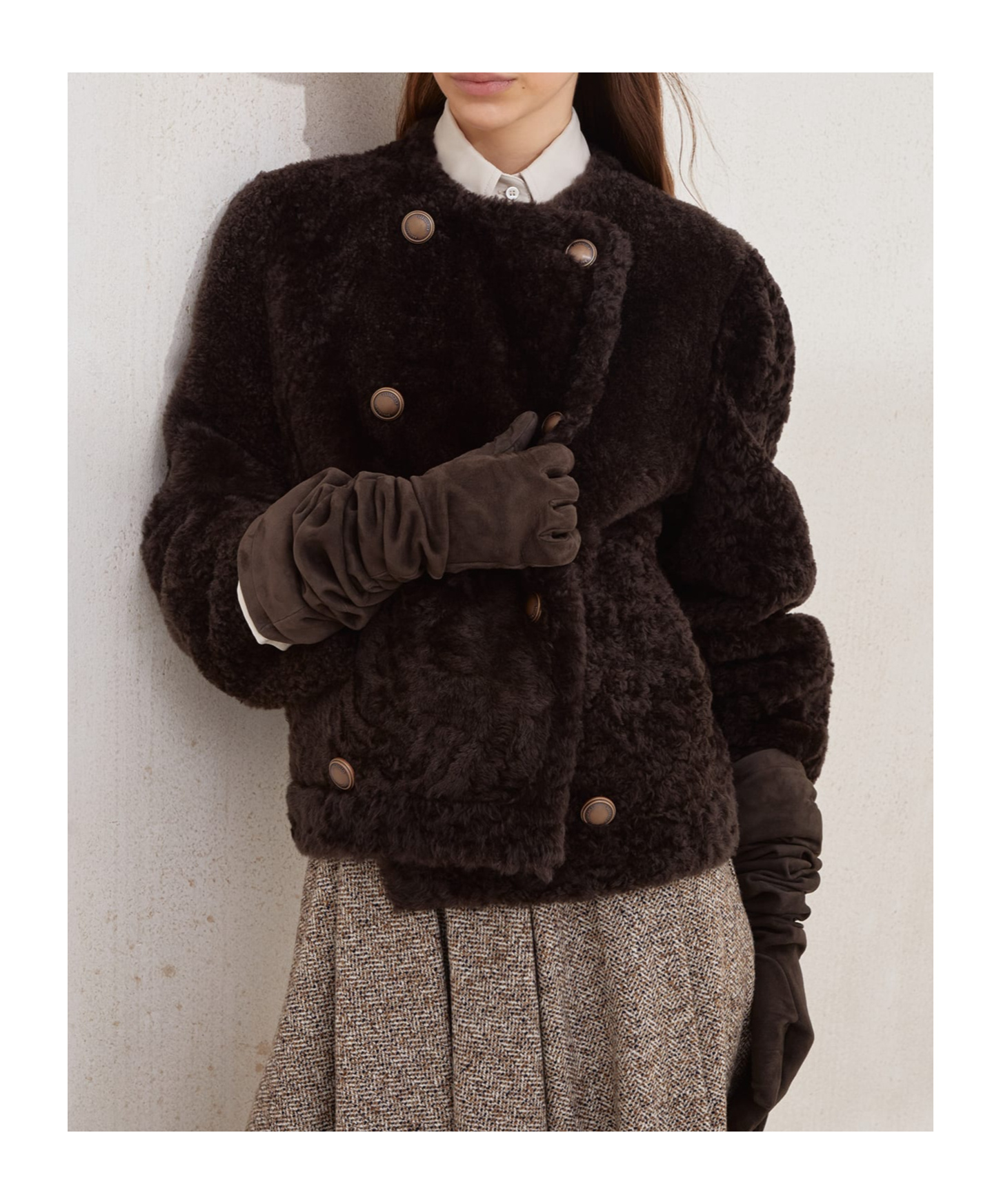 Brunello Cucinelli Reversible Sheep Shearling Double-breasted Jacket In Brown
