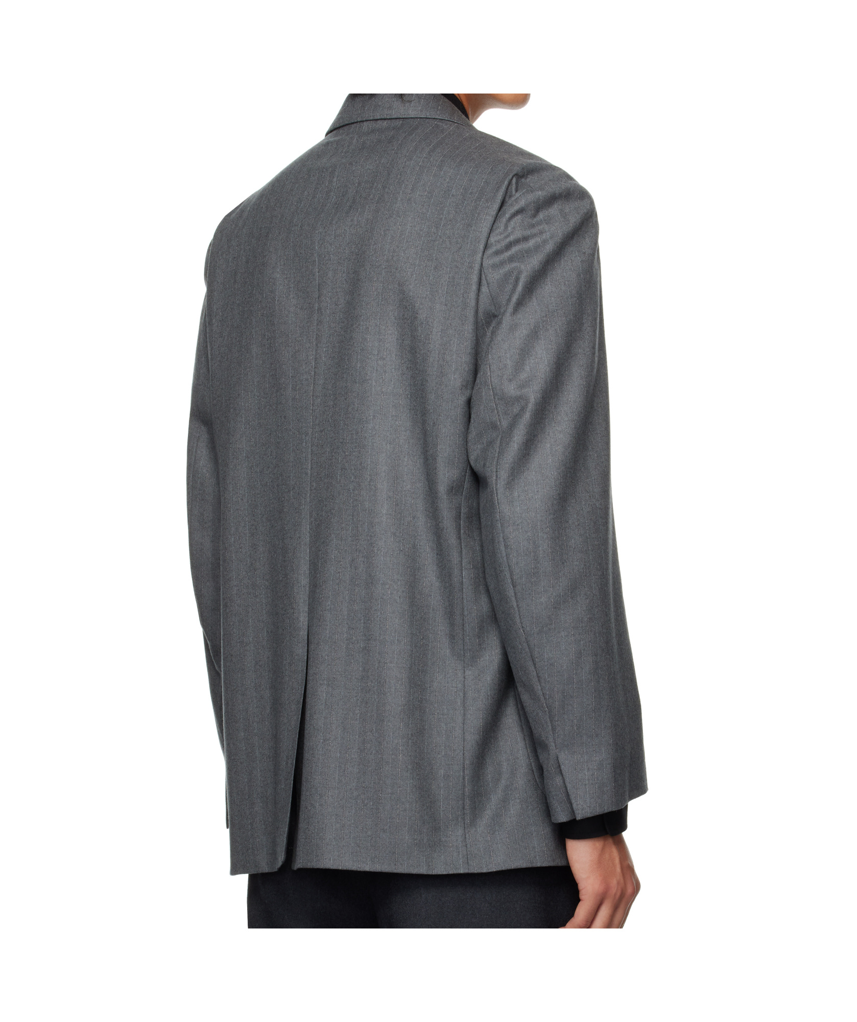 Auralee Pinstriped Flannel Blazer In Gray