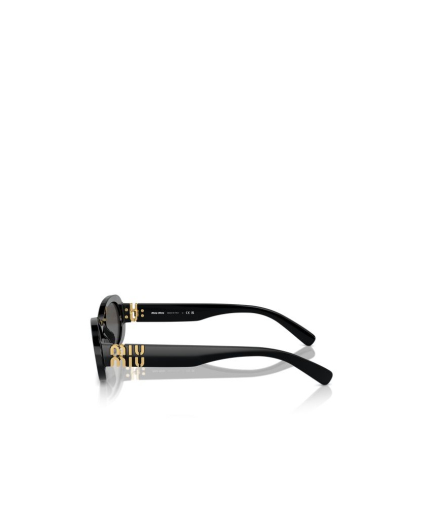 Miu Miu Logo-lettering Oval-frame Sunglasses In Black
