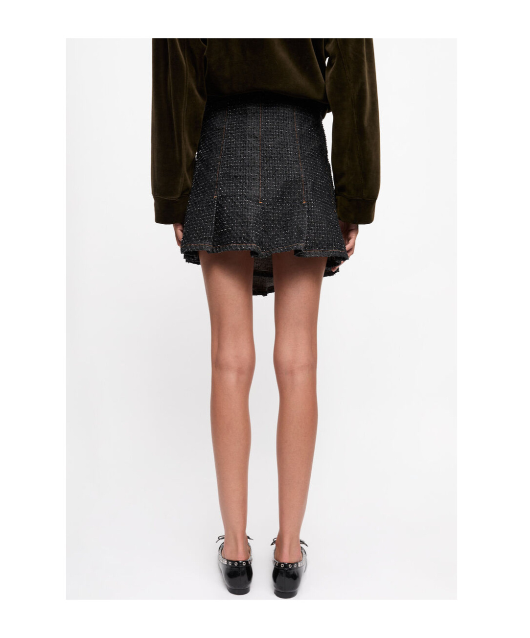 Ganni Black Fluffy Denim Wrap Miniskirt In Black