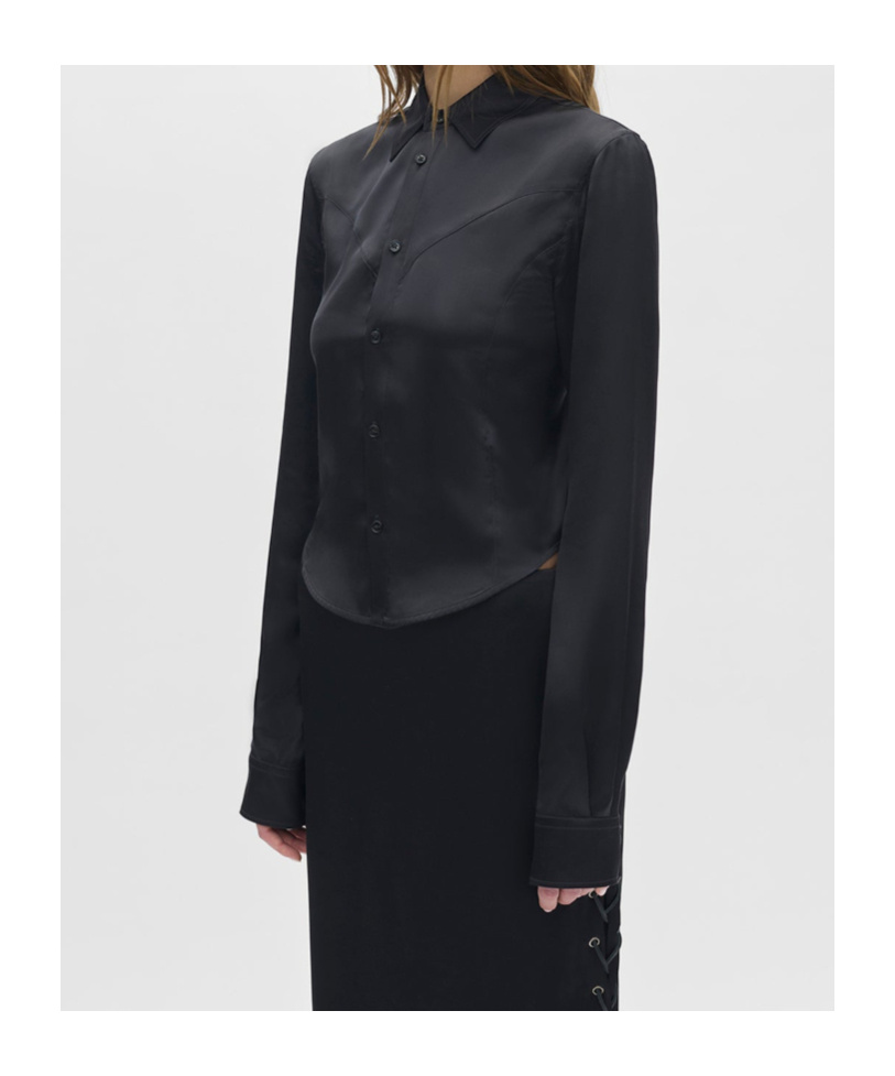 Ann Demeulemeester Drika Fitted Shirt With Western Cut In Black