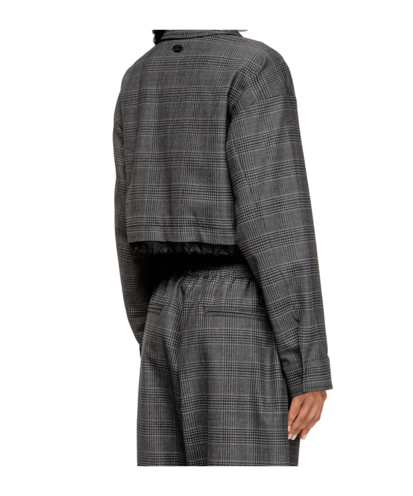 Diesel Checked Cropped Jacket In Gray