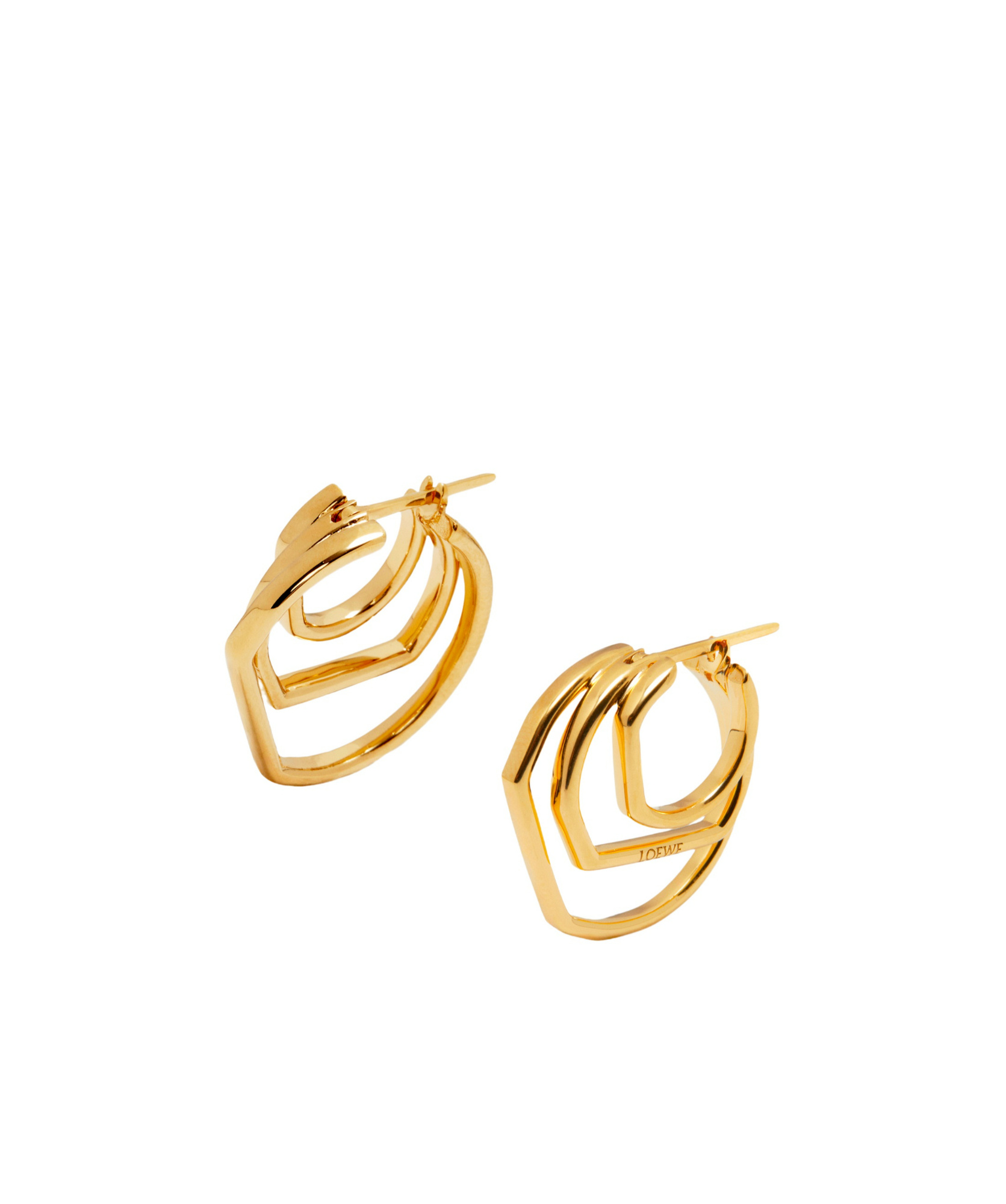 Loewe Stacked Hoop Earrings In Sterling Silver In Gold