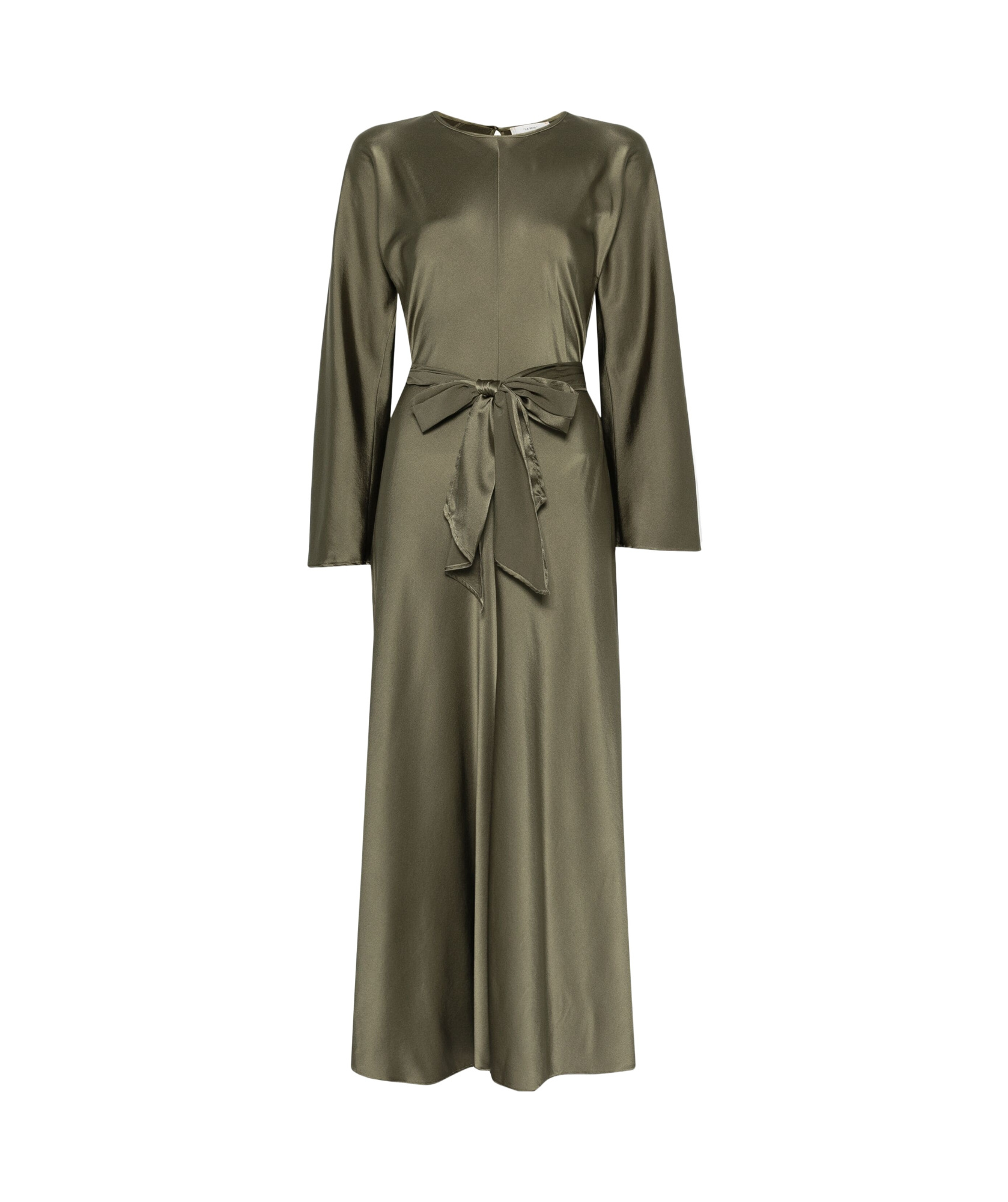 Forte Forte Forte_forte Stretch Heavy Satin Silk Sash Dress Clothing In Green