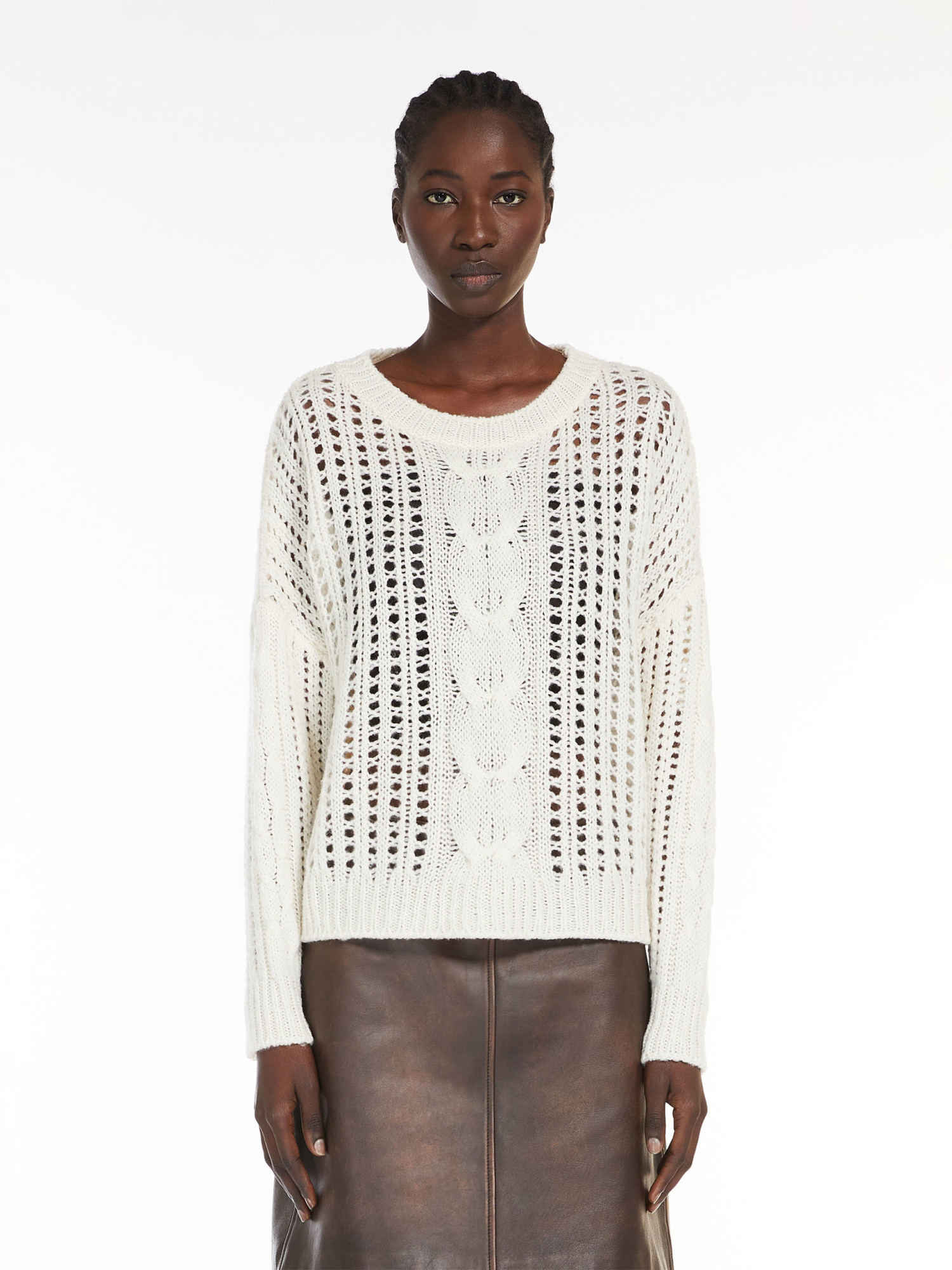 Weekend Max Mara Large Silhouette Wool Sweater In White