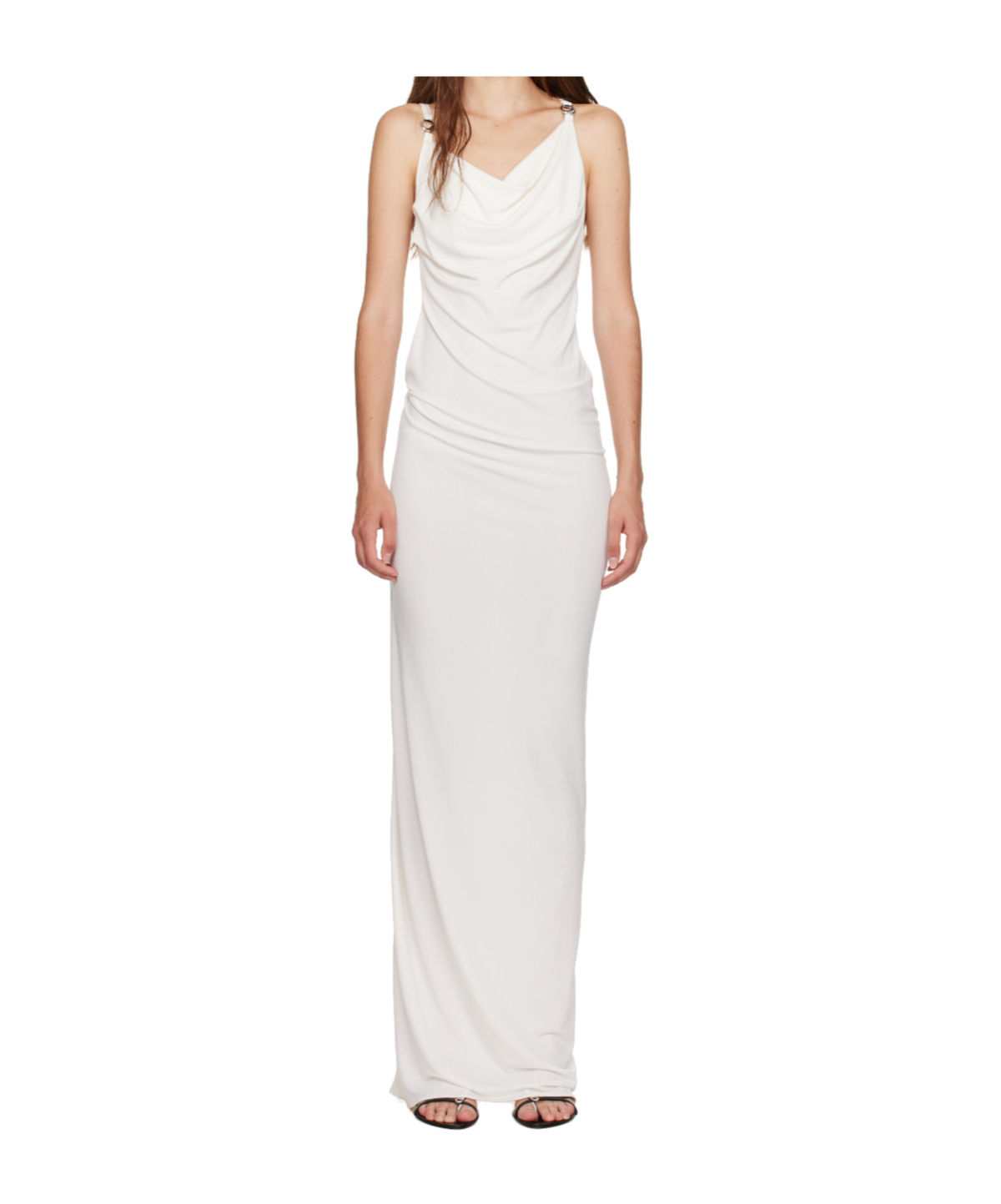 Coperni Draped Open-back Jersey Maxi Dress In White