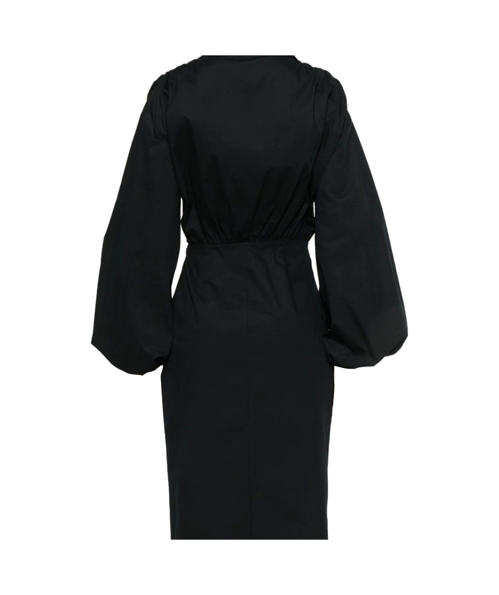 Blumarine Long Sleeve Wrap Dress With Floral Embellishment In Black