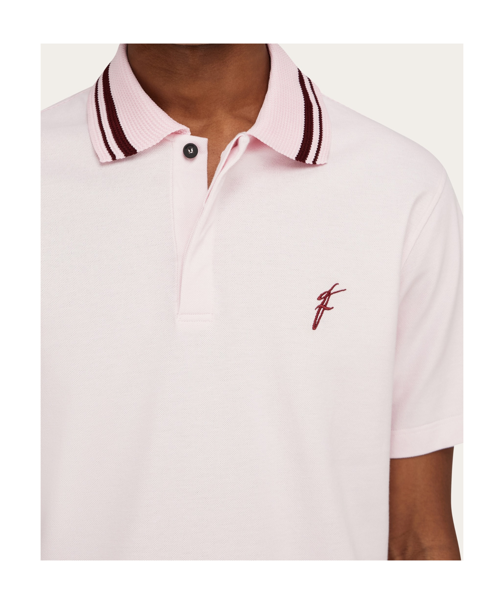 Ferragamo Organic Cotton Polo Shirt In Cotton Candy/bordeaux