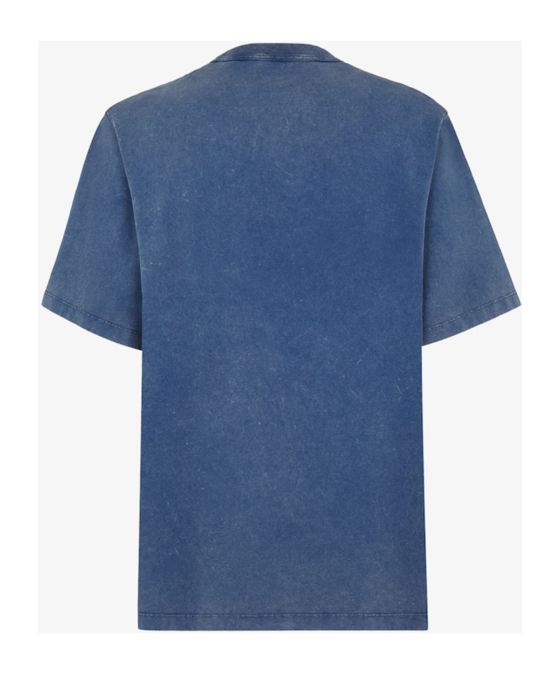 Fendi Logo-print Crew Neck Cotton T-shirt In Blue