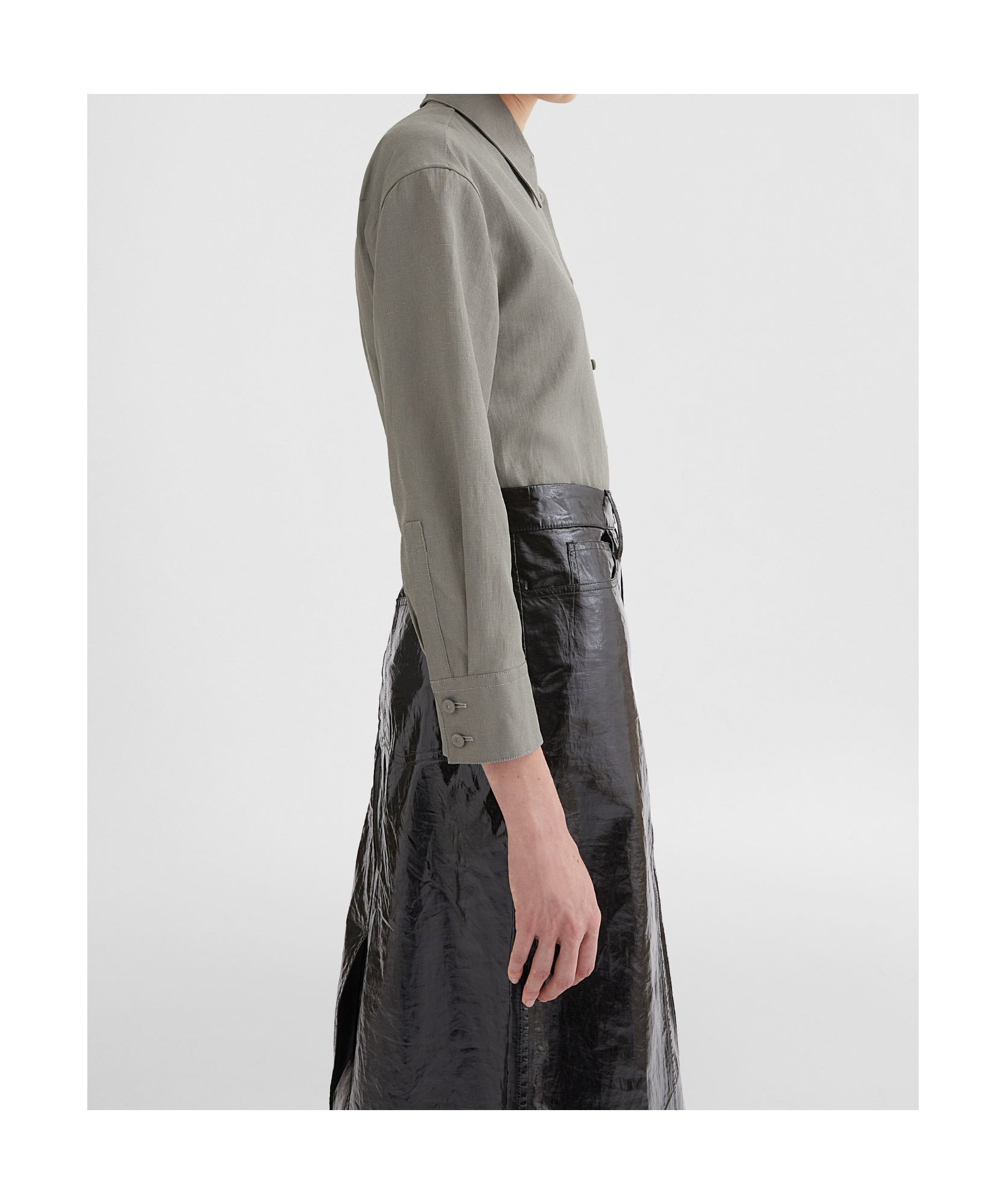 Jil Sander Curved Hem Shirt In Gray