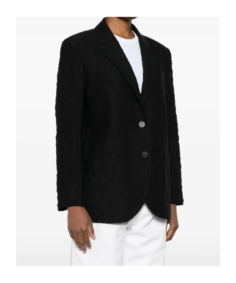 Shop Harris Wharf London Crinkled-finish Blazer In Black
