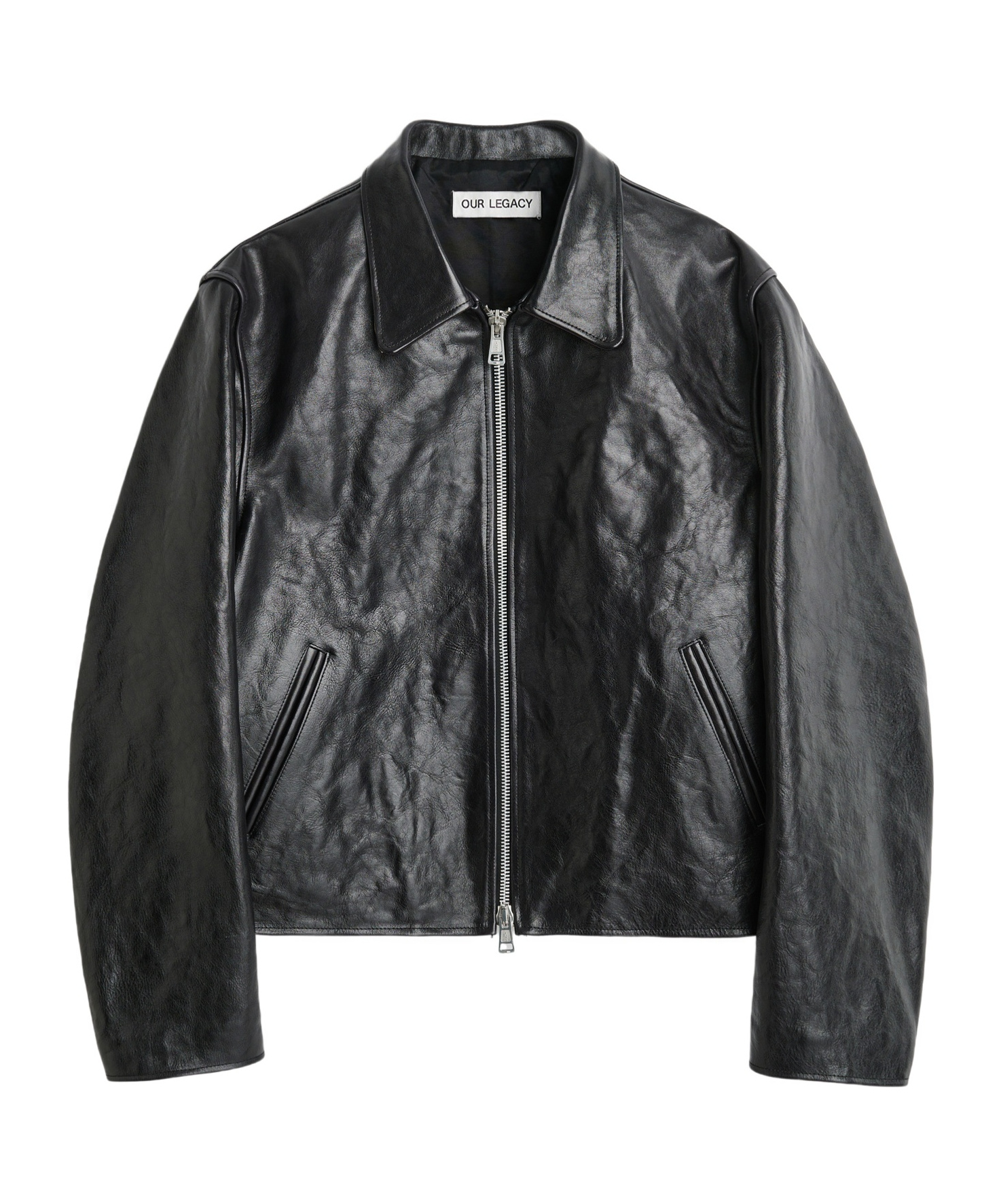 Shop Our Legacy Zippered Long-sleeved Leather Jacket In Black
