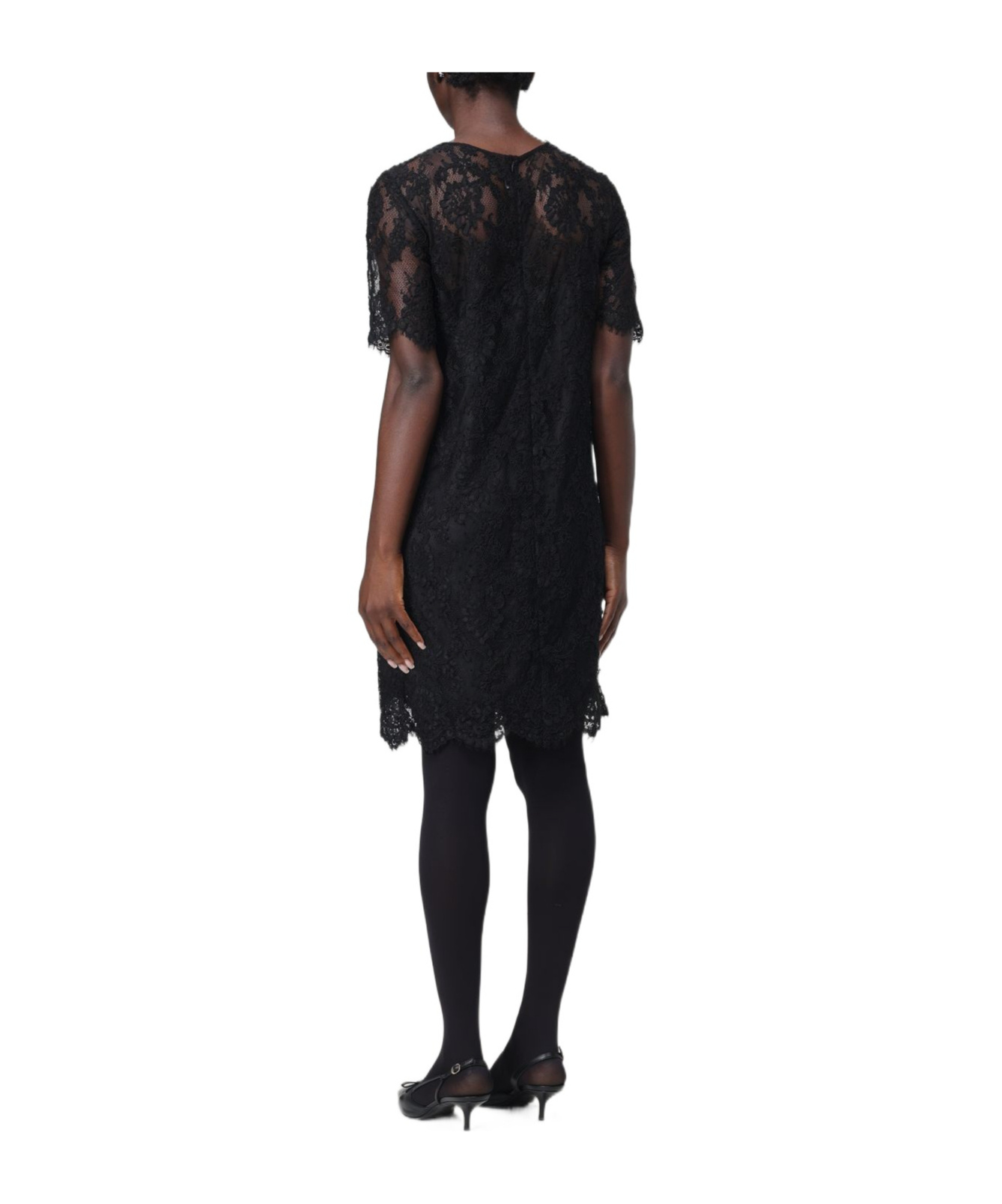 Ermanno Scervino Asymmetric Floral Lace Dress In Black