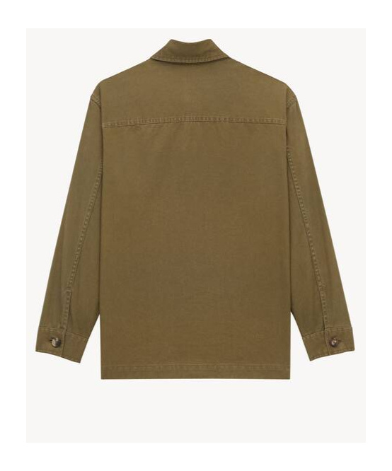 Saint Laurent Cassandre Overshirt In Cotton And Linen Gabardine Clothing In Green